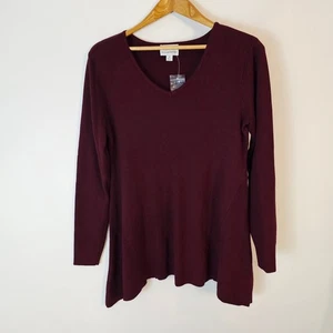Louis Dell'Olio Whisper Strick Tunika Top Burgund Weinrot Gr. M - Bild 1 von 7