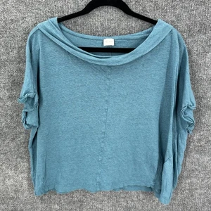 Poetry Linen Top Womens 14 Large Boxy Relax Coastal Beach Turquoise Blue - Picture 1 of 10