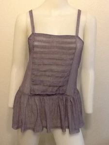 NEW LUCCA COUTURE SHEER CHIFFON DROP WAIST PLEATED TUNIC TANK TOP URBAN BOHO XS - Picture 1 of 6