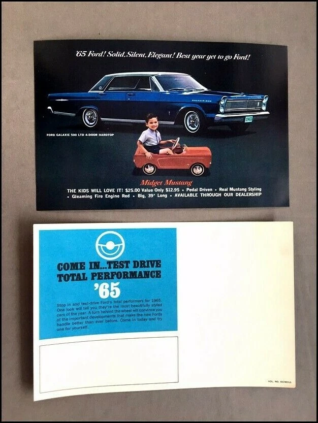 1965 Ford Galaxie 500 LTD Child on Mustang Vintage Car Photo Post Card Postcard Foto 1 de 3