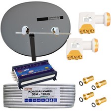 TÜRKSAT + ASTRA voreingestellt Sat Anlage MAXIMUM Kabel Quattro LNB 0,1dB 8-TV