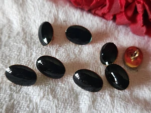 Lot 8 mini boutons vintage en métal noir 0,7 cm sur 1 cm ovale pied ref 3153 - Picture 1 of 3