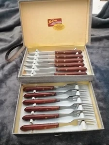 Richards Stainless Sheffield Cutlery Original Wooden Hand 1970’s - Bild 1 von 5