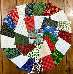 30 Christmas Mixed prints cotton quilting fabric 5 inch squares #96 - Picture 1 of 1