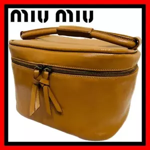 MIU MIU Kosmetiktasche Braun Leder Made in Italy Logo Damen Made in Japan - Bild 1 von 11