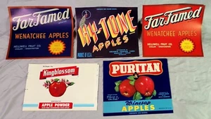 Mixed lot of 5 Different Apple Fruit Washington State Crate Labels - Picture 1 of 1