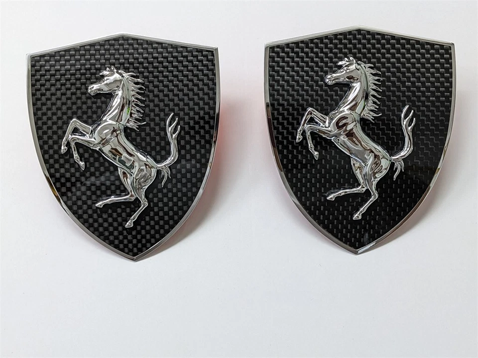 Conjunto de emblema Ferrari 360 365 fibra de carbono Fender Shield Badge - Imagem 1 de 2