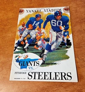 New York Giants vs Pittsburgh Steelers NFL Program November 19, 1961 MINT - Picture 1 of 7