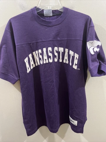 Vtg Kansas State Wildcats  Sewn Embroidered Jersey Tee X-LARGE Colosseum Heavy Cover