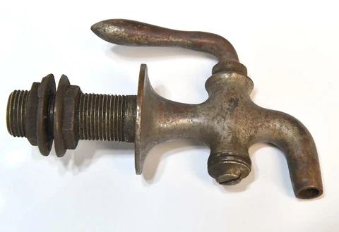 VINTAGE INDUSTRIAL NICKEL OVER BRASS FAUCET SPIGOT STEAMPUNK Cover