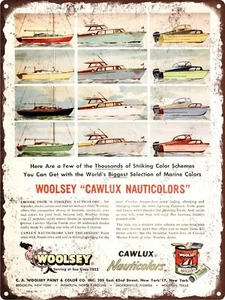 1957 Woolsey Marine Paint Nauticolors Boat Man Cave Metal Sign Repro 9x12" 60439 - Picture 1 of 1