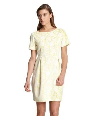 Vestido Vaina Robert Rodriguez Amarillo Skye Bonded Encaje Floral Talla Mediana Bolsillos Foto 1 de 4