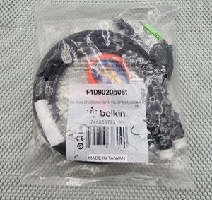 Belkin Câble Combo Double Tête DP vers DP KVM, Câble KVM 6 Pieds F1D9020B06T - NEUF - Photo 1/3