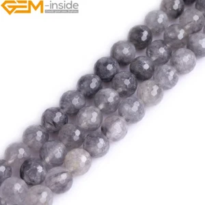 Gemstone Cloudy Quartz Crystal Natural Faceted Beads For Jewelry Making 15" UK - Picture 1 of 30