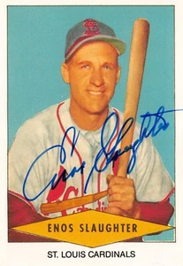 Enos Slaughter signed Baseball Card (St. Louis Cardinals) 1954 Red Heart Reprint - Picture 1 of 2