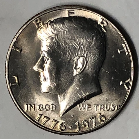 1776-1976 D Kennedy Bicentennial Half Dollar  50 Cent Coin, 75% Copper, 25% Nick Cover