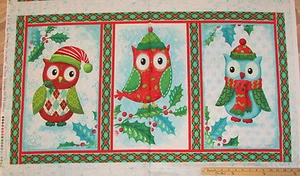 Owl Be Home for Christmas Santa Christmas Fabric Panel 23" #25582 - Picture 1 of 2