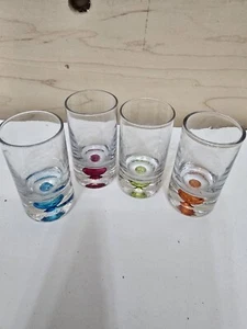 Set Of 4 Heavy Bottom Suspended Bubble SHOT Whiskey Glasses - Picture 1 of 6