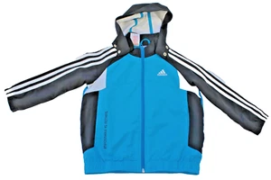 Adidas Kids Unisex Tracksuit Size 5 Blue Black White Hoodie & Pants VGC - Picture 1 of 24