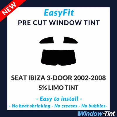 Fácil de Colocar Estática Pre Cortar Tinte para Seat Ibiza 3-door Hatch 2002-08 - Imagen 1 de 3