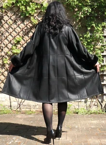 Fur Coat Christ Lambskin Velvet Mink Leather Curly Lamb Lightweight Black - Picture 1 of 11