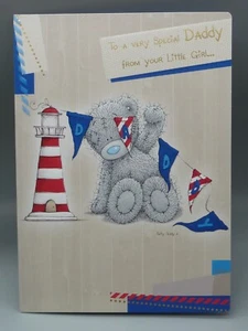 DADDY FATHERS CARD FROM YOUR LITTLE GIRLTATTY TEDDY ME 2 U BEAR - Picture 1 of 2