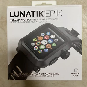 LUNATIK EPIK 001 Case and Band for Apple Watch Series 1 42mm Black Silicone - Picture 1 of 2