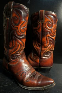ATEMBERAUBENDE Vintage Wranlger Western Leder Cowboy Vintage Stiefel Größe 7,5C - Bild 1 von 16