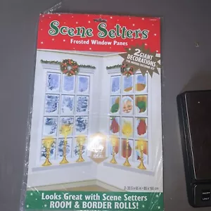 Scene Setter Christmas party wall BACKDROP Frosted Window Santa Presents 5’ Tall - Picture 1 of 3