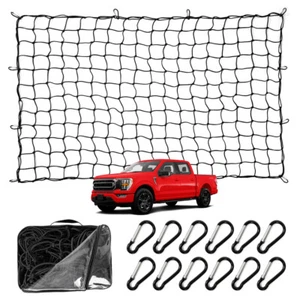 Truck Bed Cargo Net - 4 x 6 Feet Bungee Web with 12 Metal Hooks for Trailer - Picture 1 of 15