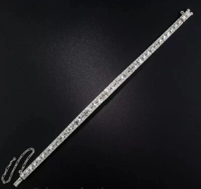 白色法国切割网球手链智能独特 925 纯银女式珠宝首饰 — 第 1/3 张图片