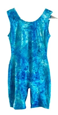Disney Kids Velour Tie-dye green blue short tank unitard Girls Size L Large - Image 1 of 3