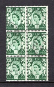 1963 1/3 GREEN SCOTLAND REGIONAL (O) SUPERB USED BLOCK OF 6. SG S5 - Picture 1 of 1