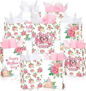 24 Pcs Mother'S Day Party Favor Bags Pink Flower Gift Bag Happy Mother'S Day Goo - Picture 1 of 6