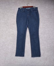 DKNY Soho Straight Jeans Women's Size 8 Denim Blue Dark Wash Pockets Wide Hip 