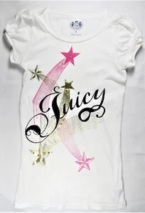 Juicy Couture Womens Top T-Shirt Petite PS S White Cotton Stud Star Made in USA - Picture 1 of 6
