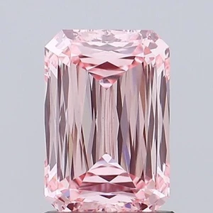 1.36 CT Unique Emerald Cut Intense Pink Lab Grown Diamond For Engagement Ring - Picture 1 of 2