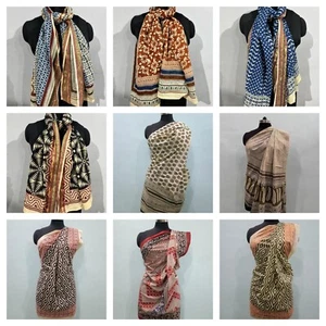 Hand Block Print Cotton Sarong Beach Wrap Sarong Swimsuit Floral Lot Of Pcs Boho - Picture 1 of 12