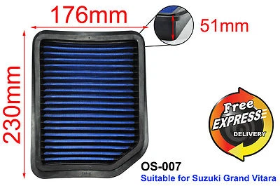 Filtro de aire Simota de repuesto de stock de alto flujo para SUZUKI Grand Vitara, OS-007 Foto 1 de 4