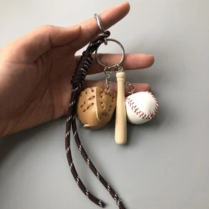 Handmade Rope Baseball Keychain Nylon Lanyard Purse Bag Pendants - Picture 1 of 7