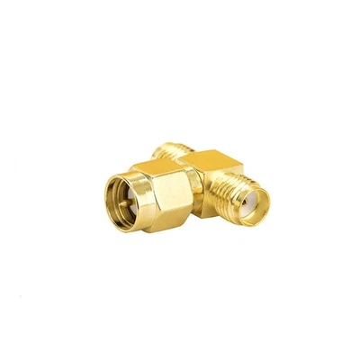 SMA-KJK SMA Male To Dual SMA Female Jack Triple T RF Adapter Connector - Image 1 of 4
