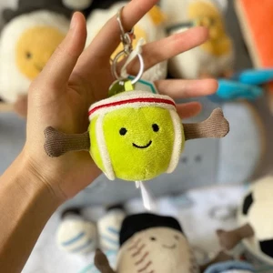 Jellycat Amuseables Tennis Ball Bag Charm Plush Keychain Toy Gift NWT - Picture 1 of 5