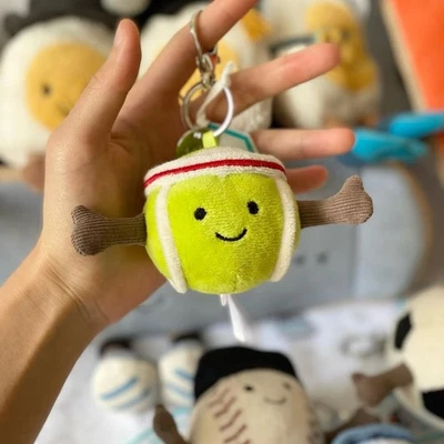 Jellycat Amuseables Tennis Ball Bag Charm Plush Keychain Toy Gift NWT - Image 1 of 4