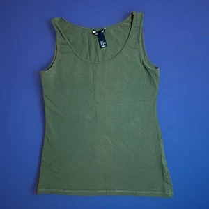 H&M - Womens Khaki Green Stretch Scoop Neck Tank Top - Size Eu M - Picture 1 of 3