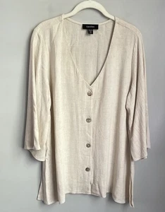 Karen Kane Linen Blend Button Front Blouse Plus Size 0X - Picture 1 of 10