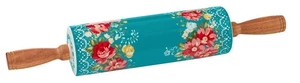 "Vintage Floral" Pioneer Women Ceramic Rolling Pin w/Acacia Wood Handles - Picture 1 of 7