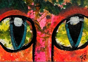 Original ACEO Katze Gemälde Sammlerstück Modern Kätzchen Kunst Karte Samantha McLean - Bild 1 von 1