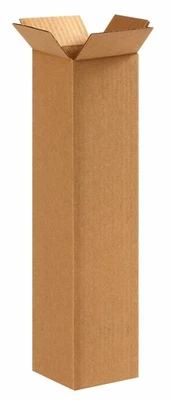 Aviditi 4416 Tall Corrugated Cardboard Box 4" L x 4" W x 16" H, Kraft, for Sh... - Image 1 of 3