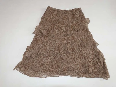 Charter Club Women's Tiered A-Line Midi Skirt Size 12 NWT 100% Silk Brown Beige - Image 1 of 4
