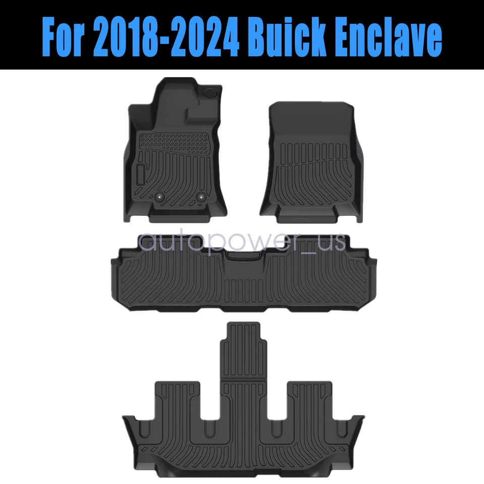For 2018-2024 Buick Enclave TPE Floor Mats Liner 3D Front & Rear All-Weather NEW - Imagem 1 de 4